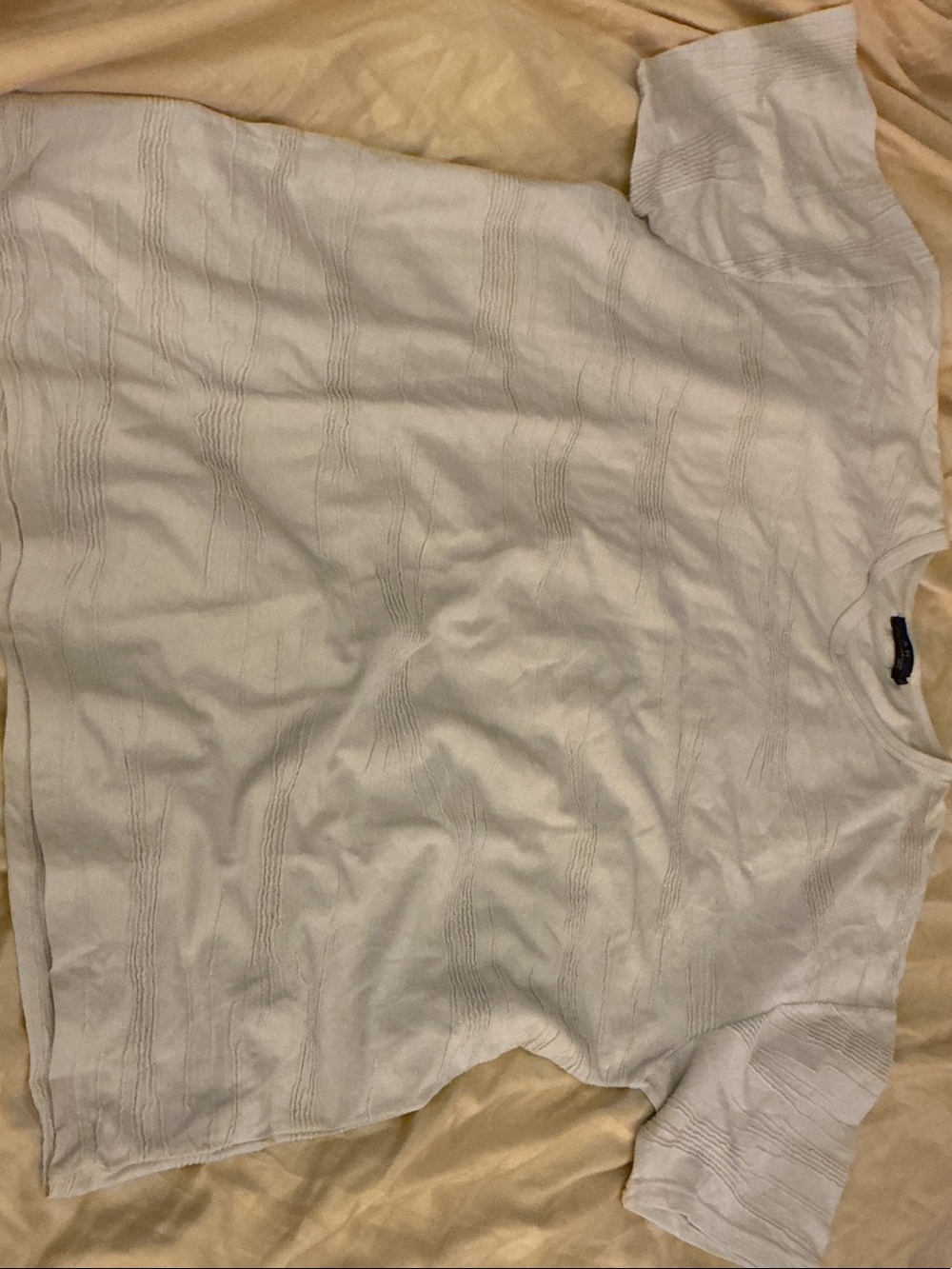 Men's Short-Sleeve Crewneck Shirt in Cream with Subtle Texture